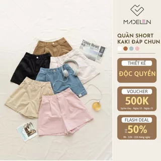 Quần short kaki đáp chun ống rộng nhiều màu MADELEN