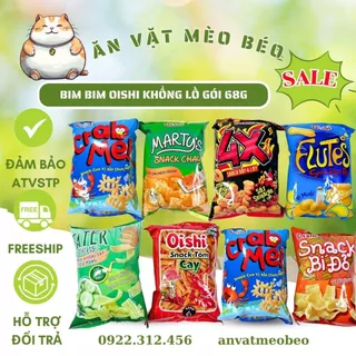 Snack bánh bim Oishi KHỔNG LỒ đủ vị (gói 68g) - Bim bim 10k Ăn Vặt Mèo Béo