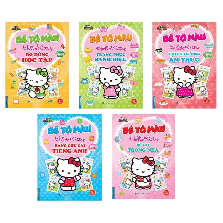 sách - combo 5c Bé tô màu Hello kitty ( tặng kèm sticker xinh xắn )