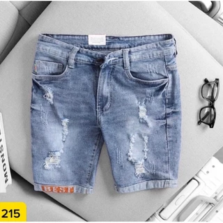 quần short jean nam ngắn xanh rách thêu chữ đẹp mẫu mới hot,chất jean co giãn tốt bền màu giá rẻ