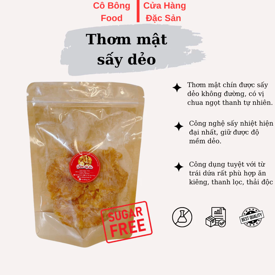 Thơm mật sấy dẻo không đường chua ngọt 300gr