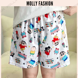 Quần Short hoạt hình CRAYONSHIN Unisex dành cho nam nữ mặc nhà 38-65kg Molly Fashion