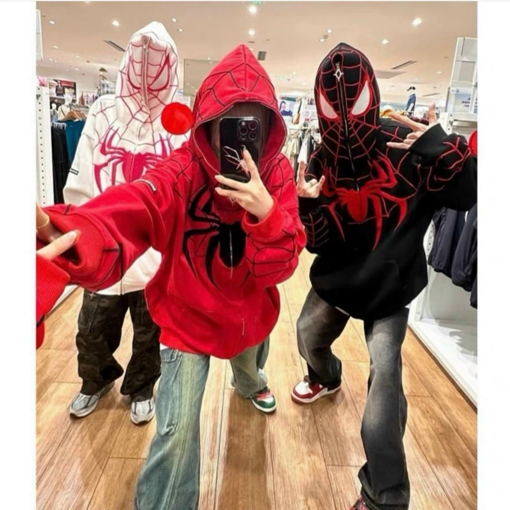 Áo Khoác Nỉ Người Nhện Nam Nữ Unisex Phối Khóa Kéo Chất Nhỉ Mịn Dày Phong Cách