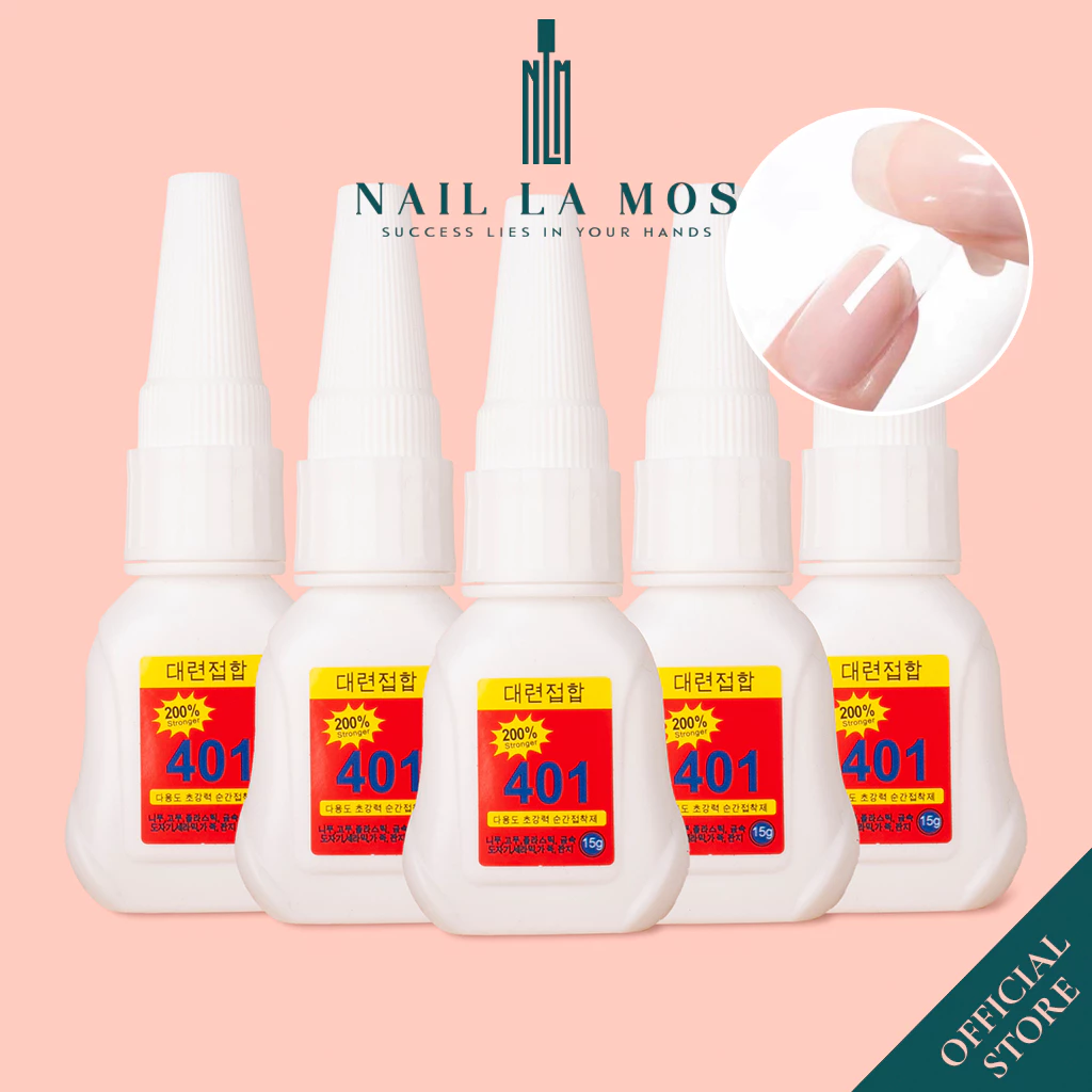 Keo dán móng nail 401 tem đỏ chính hãng 15g - Keo Hàn Quốc đa năng đính đá dính tức thì loại tốt rất bền
