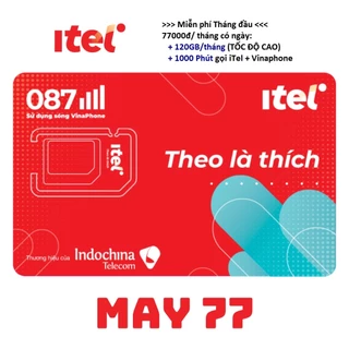 Combo 10 Sim 4G iTel May 77 - Sim Data Tốc Độ Cao, gọi 1000P Vinaphone mỗi tháng