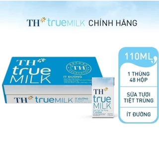 Thùng 48 hộp sữa tươi tiệt trùng ít đường TH True Milk 110ml (110ml x 48)