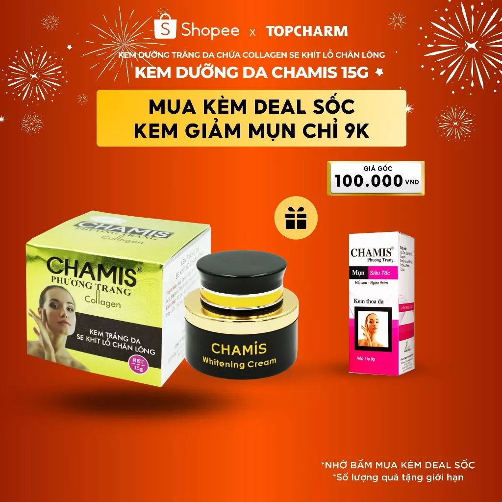 Kem se khít lỗ chân lông dưỡng trắng da COLLAGEN CHAMIS 15g - Giúp Làm Mịn Da, Se Khít Lỗ Chân Lông