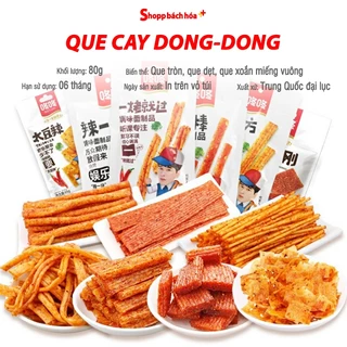 Que cay Dong Dong tổng hợp, đồ ăn vặt nội địa Trung, que cay chính hiệu vị đặc trưng – Túi 80g