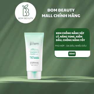 (bombeauty) Kem chống nắng vật lý kiềm dầu Make Prem UV defense me. No sebum sun cream 50ml