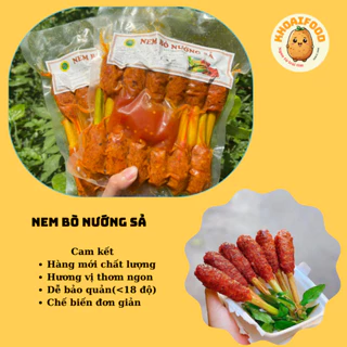 Nem bò nướng cuốn xả kèm sốt chấm túi 12 que (500 gram)