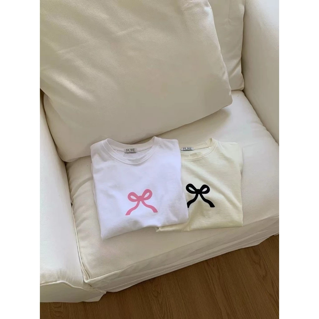 𝗟𝗔 𝗖𝗛𝗔𝗥𝗠𝗘́ | Áo baby tee nơ to 7089 MINI