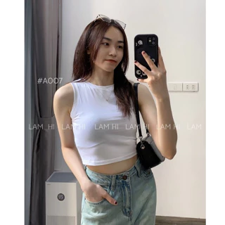 Áo sát nách 3 lỗ tank top croptop dáng ngắn body phông nữ chất liệu thun cotton co giãn 2 màu Trắng - Đen Lâm Hi