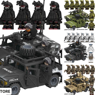 COMBO 6 MINI FIGURE KÈM XE HUMMER, ĐỒ CHƠI LẮP GHÉP, RÈN LUYỆN TRÍ THÔNG MINH CHO BÉ, SƯU TẦM TRANG TRÍ DECOR