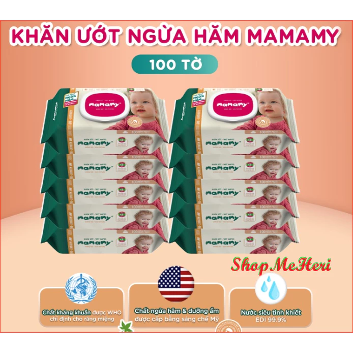 Combo 10 Gói Khăn Ướt Trẻ Em MAMAMY 100 Tờ không mùi/ Có mùi