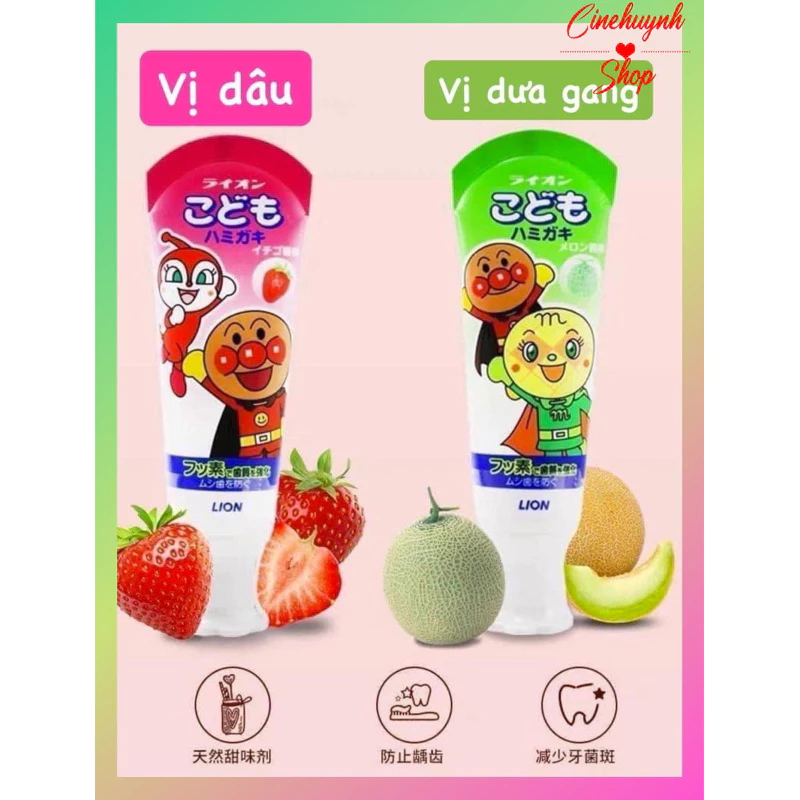 KEM ĐÁNH RĂNG LION (nuốt được) NỘI ĐỊA NHẬT dành cho bé từ 1 tuổi 40gr