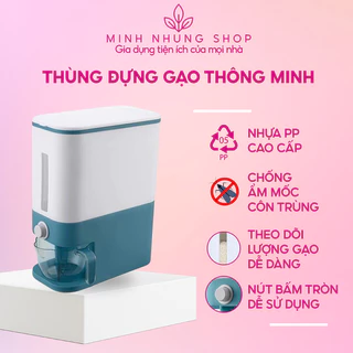 Thùng Đựng Gạo Thông Minh, Tiện Ích, Dễ Dùng, Có Nút Lấy Gạo, Hộp Chốc Mốc, Chống Bụi