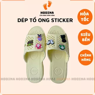 Dép Tổ Ong KEM Gắn STICKER Cao Cấp