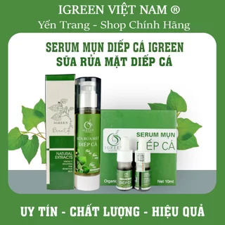 COMBO SỮA RỬA MẶT VÀ SERUM MỤN DIẾP CÁ IGREEN SẠCH BỤI BẨN ,SẠCH MỤN,DA MỊN MÀNG