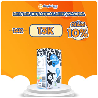 Thùng 24 hộp 200ml Sữa tươi tiệt trùng Me n' Mil UHT Natural Milk 1,5%