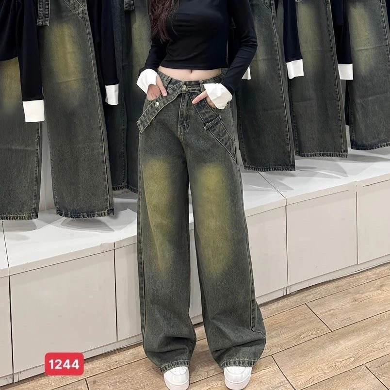 Quần jean nữ ống rộng, quần baggy cao cấp mẫu mới thời trang Bi shop173 ms1244