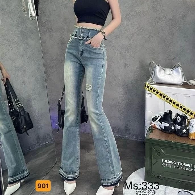 Quần jean nữ ống loe cao cấp mẫu mới thời trang Bi shop173 ms901
