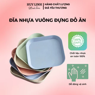 Đĩa nhựa vuông đựng bánh kẹo, hoa quả, đồ ăn nhiều màu tiện lợi