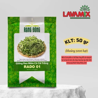 Hạt giống Rau Mầm Củ Cải Trắng Rado 01 (50g~3000 hạt) hiệu Rạng Đông, dễ trồng, nảy mầm tốt | Đất trồng cây Lavamix