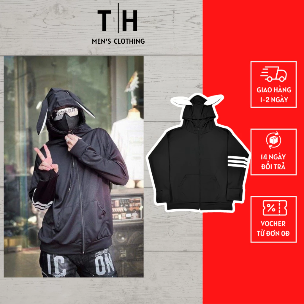 Áo chống nắng nam THOM tai thỏ, áo khoác chống nắng nam chống tia uv đẹp thời trang cao cấp hottrend streetwear THANHHA