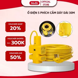 Ổ Cắm Điện 5 Phích Cắm Chống Giật Dây Dài 30M Phích Cắm Đúc Chịu Lực Cao,Chống Cháy Nổ Và Chống Rơi