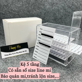 Kệ mica 5 tầng để line mi,có đánh số-độ cong (9.8*11.7*6cm)- kệ meka để line mi - dụng cụ nối mi Thúy Hà