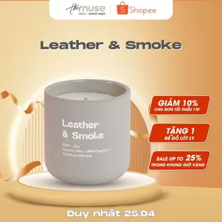 Nến thơm thủ công Leather & Smoke The Muse cao cấp - Mã MUSE014 -  Hương Nước Hoa Nam - 100g/200g/Set quà