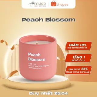 Nến thơm thủ công Peach Blossom The Muse cao cấp - Mã MUSE013 -  Hương Hoa Cỏ và Gỗ - 100g/200g/Set quà