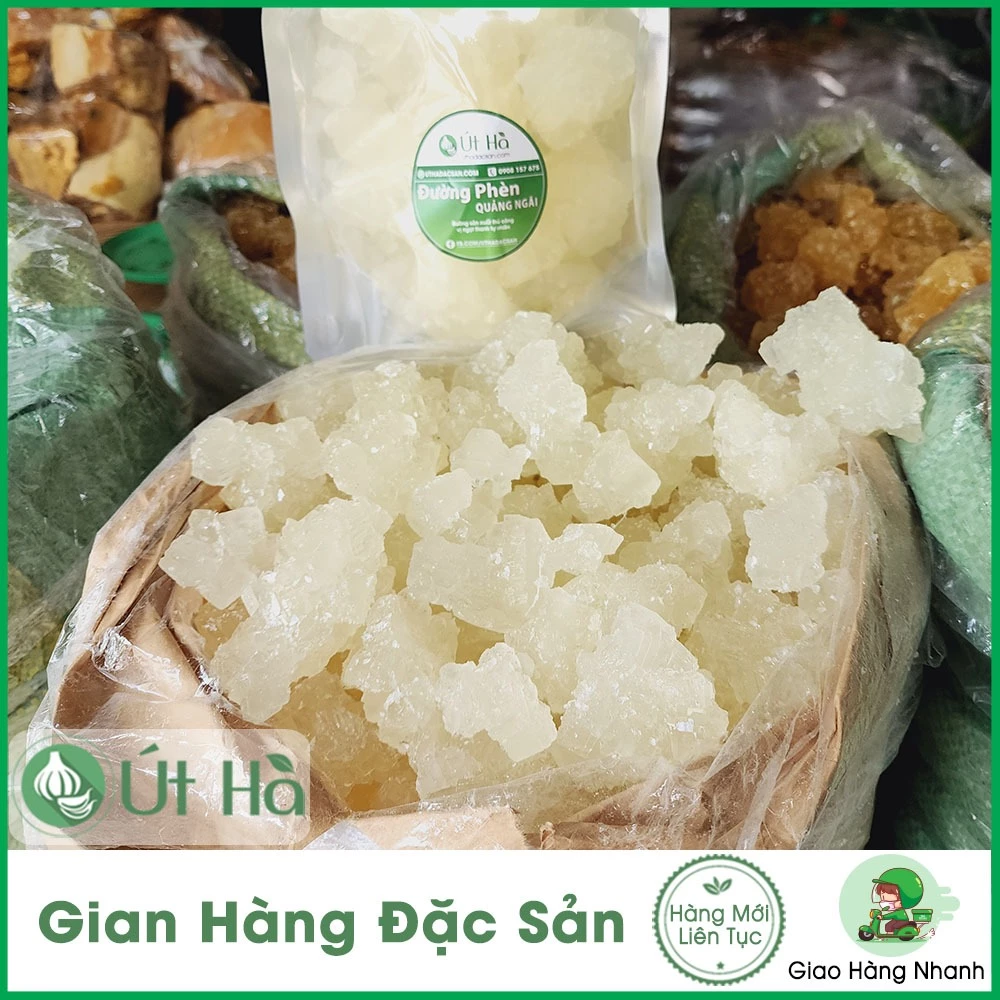 Đường Phèn Trắng Quảng Ngãi Túi 1KG Đường Thủ Công Nguyên Chất 100% Tự Nhiên - Út Hà Đặc Sản