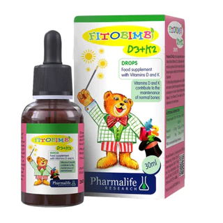 Fitobimbi D3 K2 Bổ sung vitamin D3K2 cho bé Hấp thu canxi tối đa giúp xương răng chắc khỏe Lọ 30ml