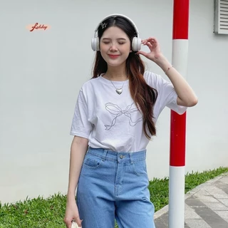 Áo phông nữ babytee cộc tay họa tiết in hình nơ to trước ngực - Retrostyle - Ao24421_P10K8