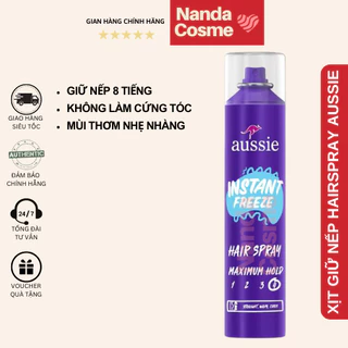 [Mẫu Mới] Hairspray Aussie Instant Freeze xịt giữ nếp keo tạo kiểu tóc mềm mượt không cứng tóc