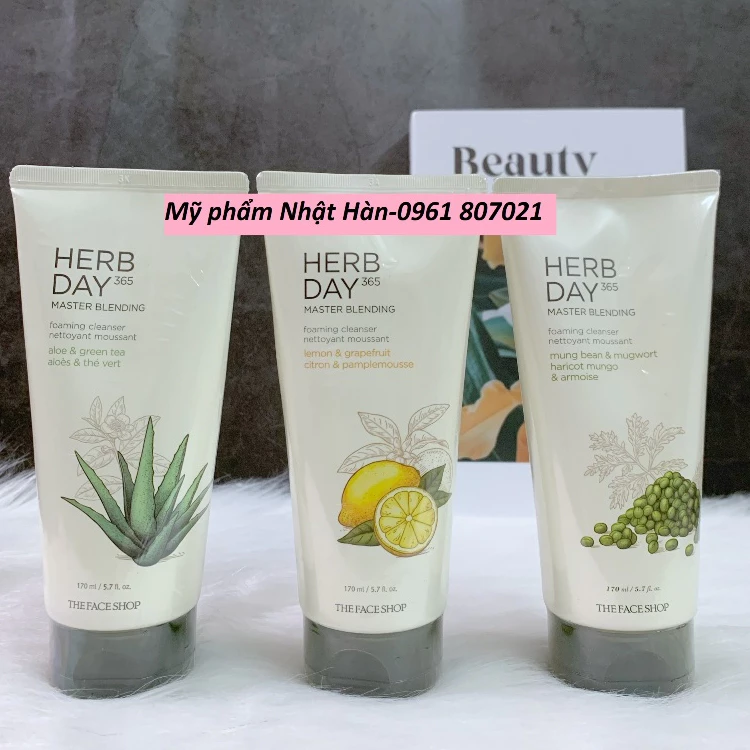 Sữa rửa mặt The Face Shop Herb Day/ Herbday 365 Chanh/Đào/Cherry/Nha đam/Đậu xanh