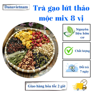 Trà gạo lứt thảo mộc mix 8 vị thanh lọc cơ thể, lợi sữa, dưỡng da - set 10 gói, 20 gói, 30 gói