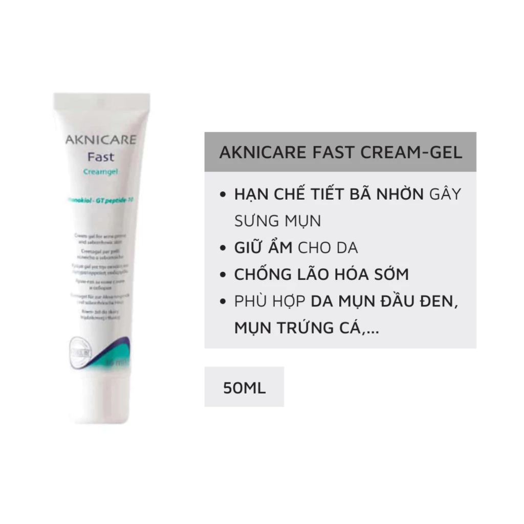 Aknicare Fast CreamGel – Kem Dưỡng Ẩm, Giảm Mụn, Giảm Nhờn 30ml cream gel