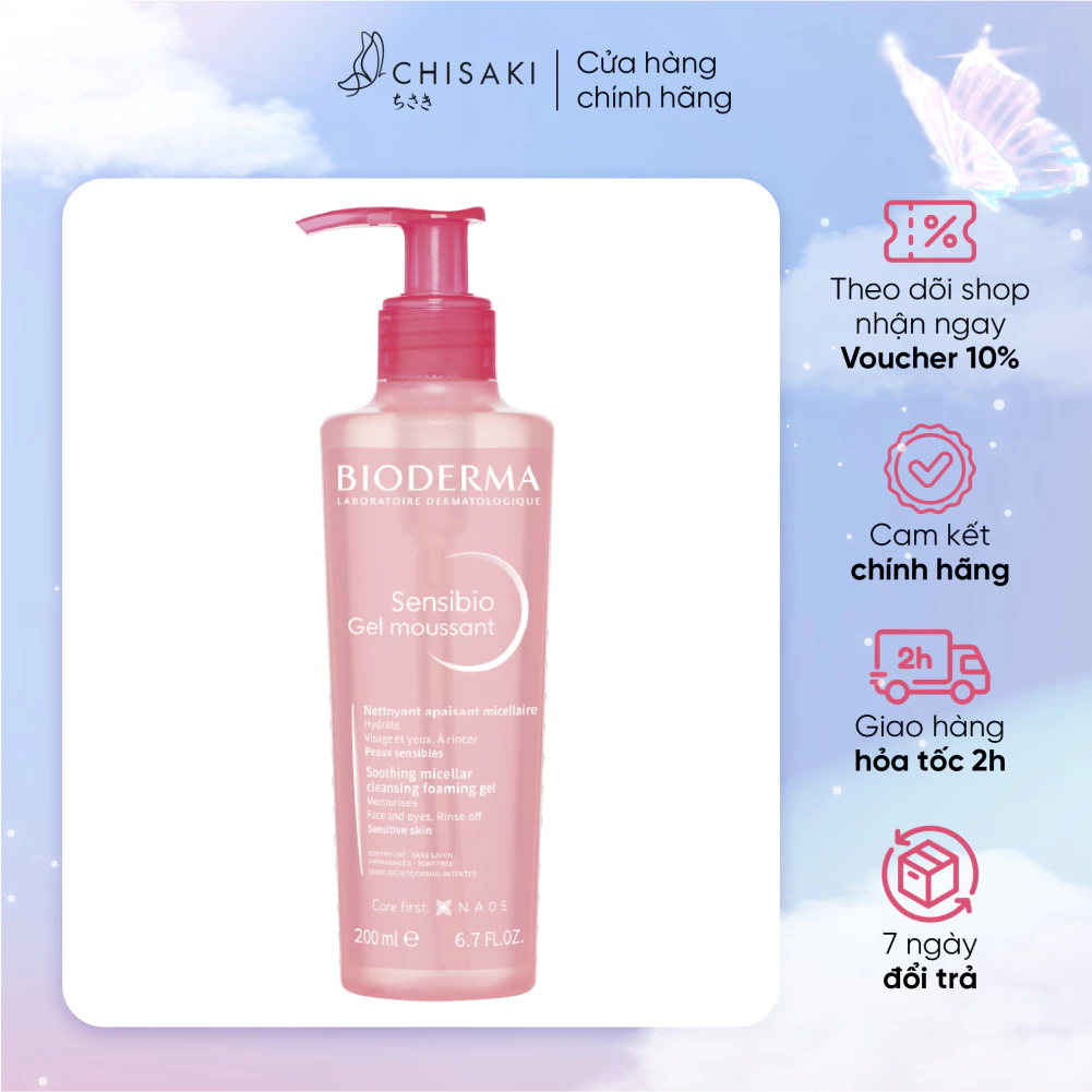 Gel Rửa Mặt Tạo Bọt Cho Da Nhạy Cảm Bioderma Sensibio Gel Moussant 200ml