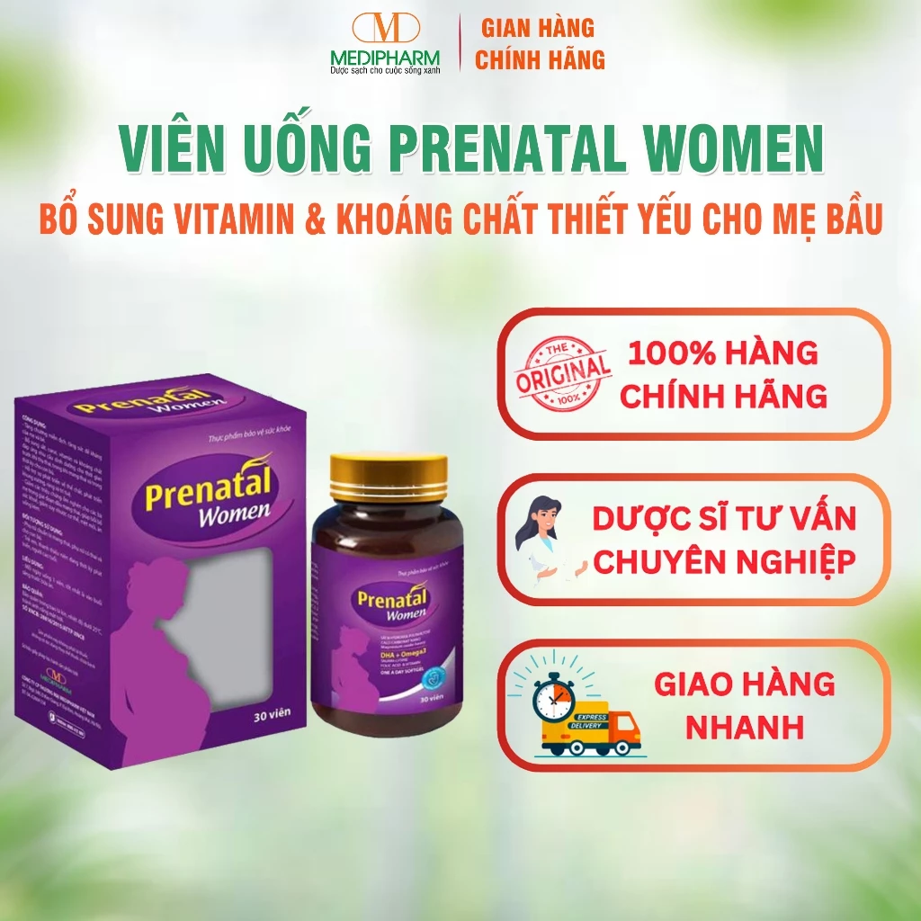 Vitamin tổng hợp bầu Prenatal women [CUNG CẤP ĐẦY ĐỦ VITAMIN VÀ KHOÁNG CHẤT THIẾT YẾU CHO MẸ VÀ BÉ] - Không táo bón