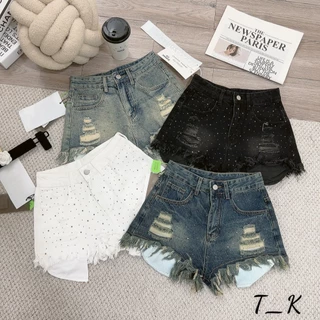 [Follow shop nhận mã 10k] Quần short sooc jeans denim bò túi thò rách đính đá UMEE STORE QCCC QCL1 QS163 4995