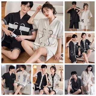 Đồ mặc nhà Pijama nam nữ cotton hè thoáng mát đồ ngủ pyjamas cặp đôi thời trang đồ bộ đôi couple quà tặng người yêu