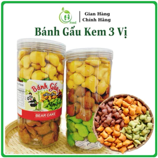 Bánh Gấu Nhân Kem Sữa Mix 3 Vị Siêu Ngon Hũ 450g Gấu Kem 3 Vị