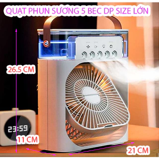 Quạt Hơi Nước Phun Sương, Khay Chứa lớn Máy điều hòa không khí mini, quạt xong tinh dầu kèm đèn led