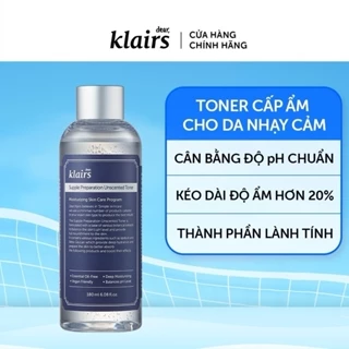 Dưỡng ẩm Nước hoa hồng Dear, Klairs Supple Preparation Unscented Toner 180ml