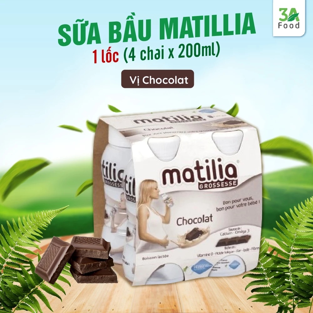 Sữa bầu Matilia Pháp - chăm sóc sức khỏe mẹ và bé ( Box 4 hộp x 200ml) - Vị Chocolat