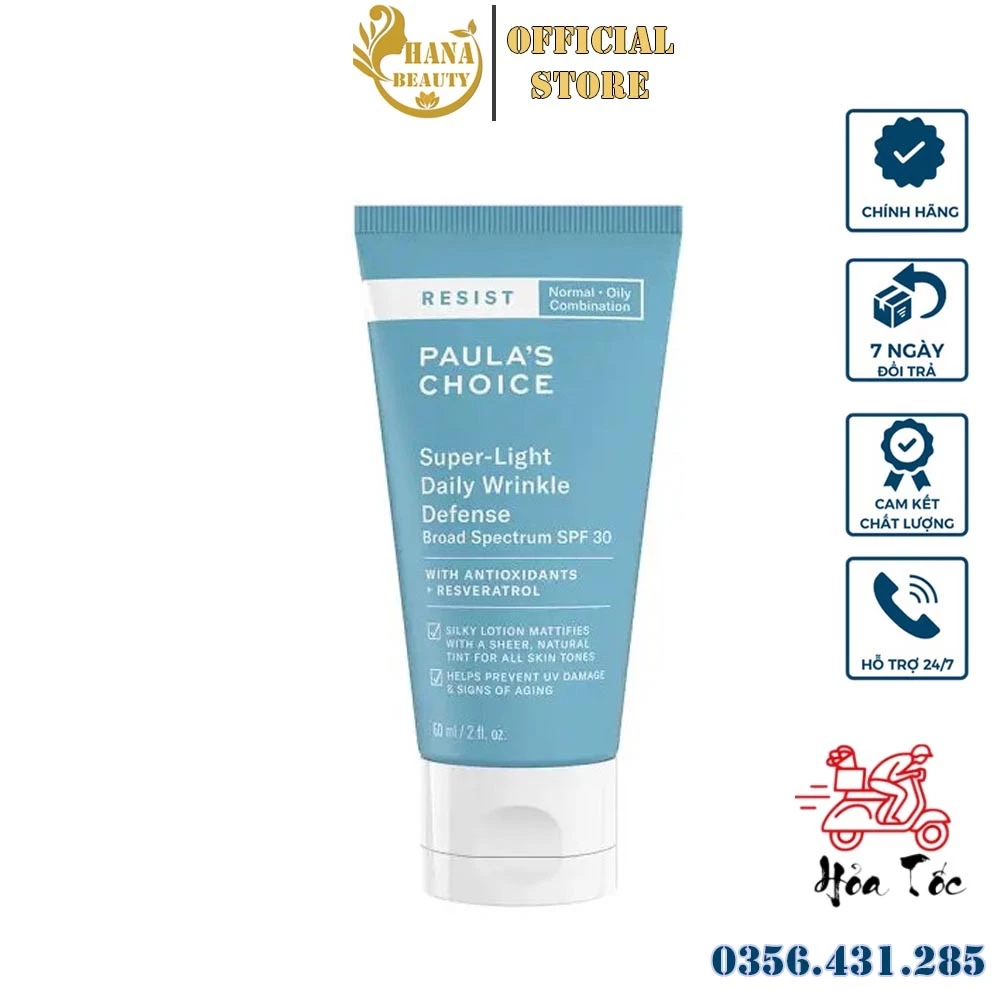 Kem Chống Nắng KARMEL Chống Lão Hóa Paula’s Choice Resist Super – Light Daily Wrinkle Defence SPF 30 – 60ml