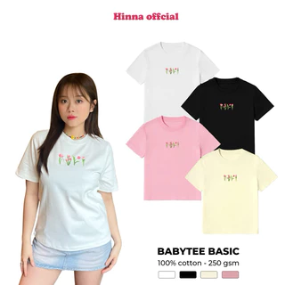 Áo Thun Nữ Baby Tee 100% Cotton Hoa Tuylip Thanh Lịch, Năng Động - HINNA