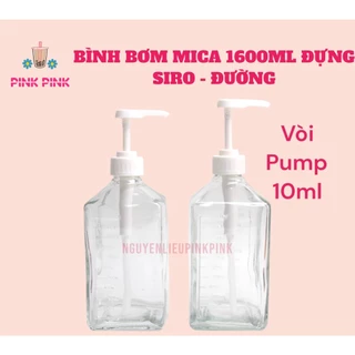 BÌNH BƠM MICA 1600ML ĐỰNG SIRO - ĐƯỜNG CÓ VÒI PUMP 10ML Từ Pink Pink Nguyên Liệu & Dụng cụ Pha Chế Đồ Uống